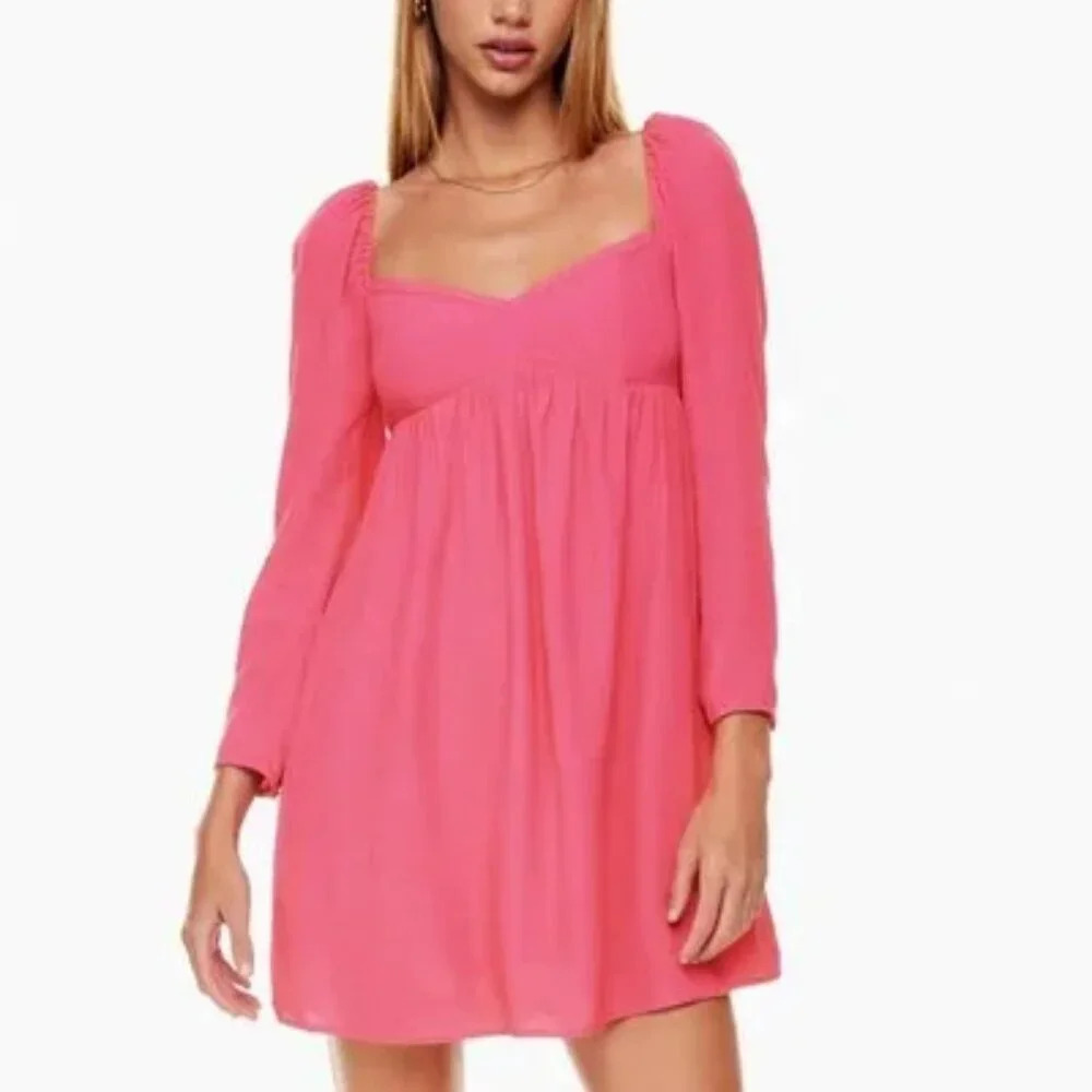Aritzia Sunday Best Halle Baby Doll Mini Dress NWT  Ultra Pink Size XS